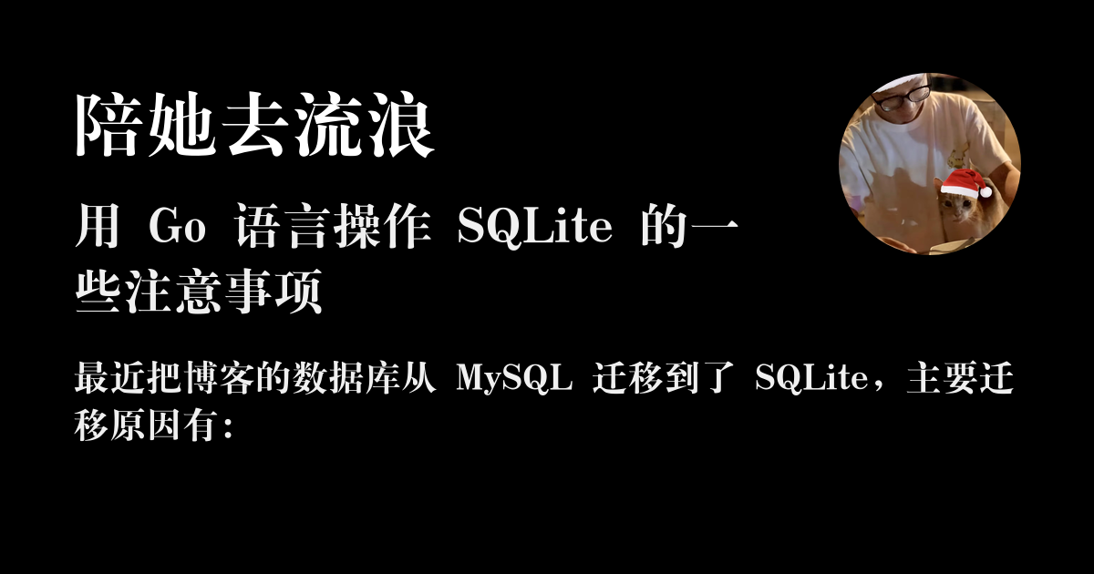 用 Go 语言操作 SQLite 的一些注意事项 - 陪她去流浪